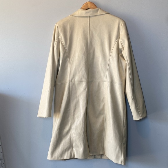 Urban Outfitters Tessa Trench Coat NWT Women’s XXL Ivory Vegan Leather Longline - Picture 14 of 17